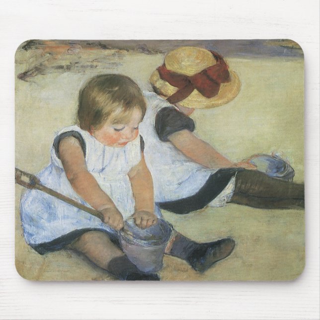 Children Playing on the Beach by Mary Cassatt Mouse Pad (Front)