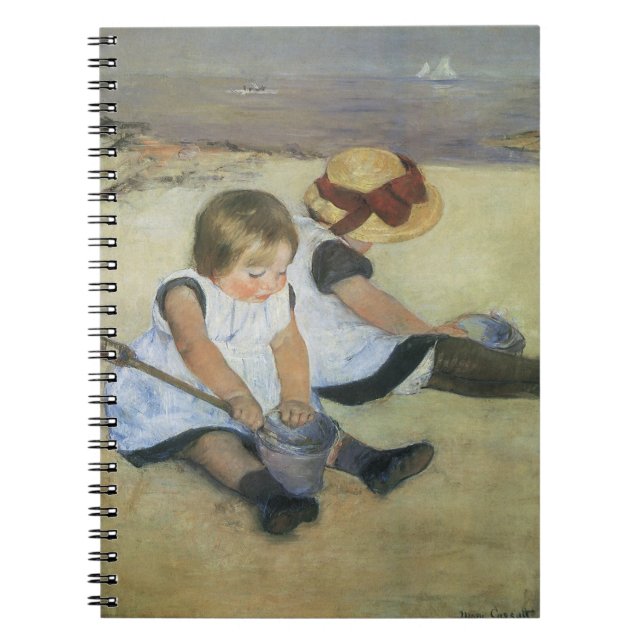 Children Playing on the Beach by Mary Cassatt Spiral Notebook (Front)