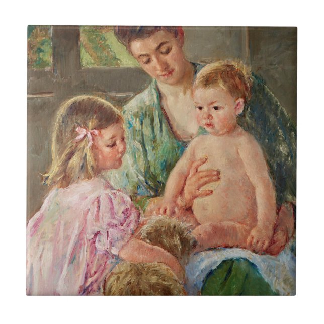 Children Playing with a Dog by Mary Cassatt Tile (Front)