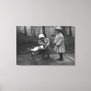 Children Playing with Campbell Kid Doll Canvas Print