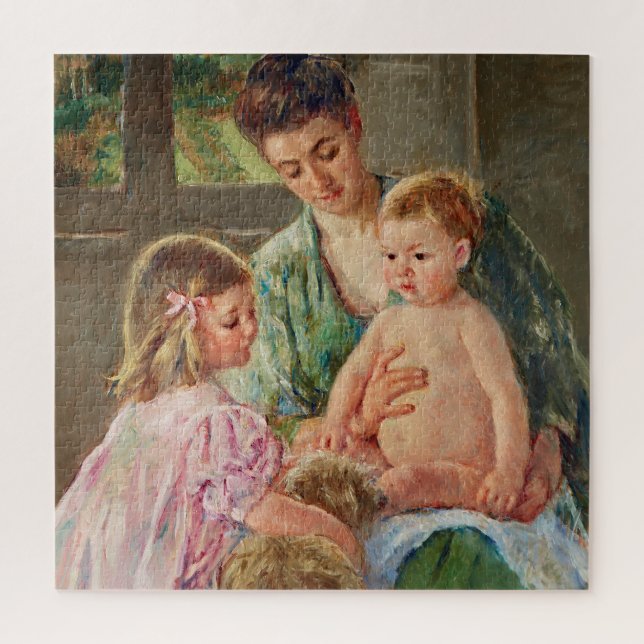 Children Playing with Dog by Mary Cassatt Jigsaw Puzzle (Vertical)