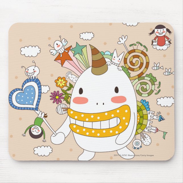 Children playing with monster mouse pad (Front)