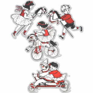 Children Playing with toys Vintage illustration