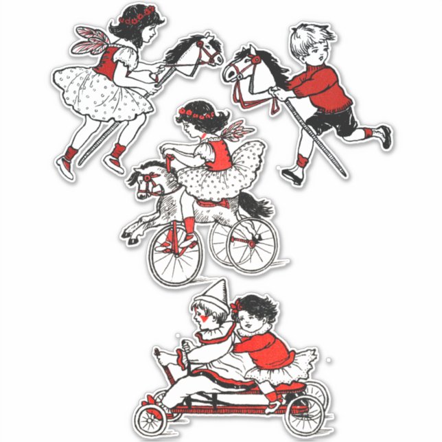 Children Playing with toys Vintage illustration (Front)