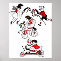 Children Playing with toys Vintage illustration