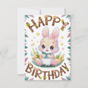 Children Rabbit Bunny Digital Birthday Card