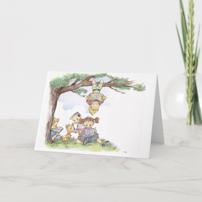 Children reading books card (Front)