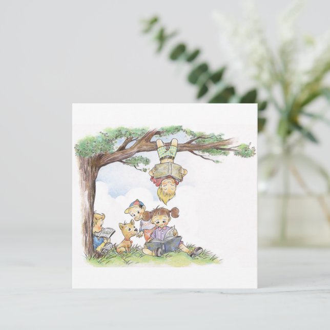 Children Reading Under Tree Card (Standing Front)