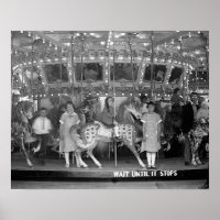 Children Riding Carousel, 1925. Vintage Photo