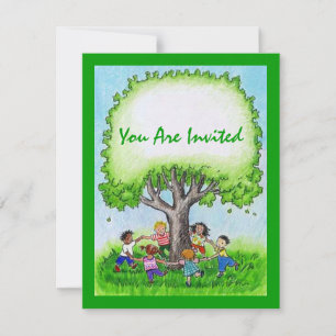 CHILDREN RING-AROUND BIRTHDAY PARTY INVITATION