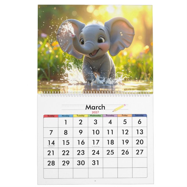 children’s 3D Cartoon Animal Calendar – Fun & Cute (Mar 2027)
