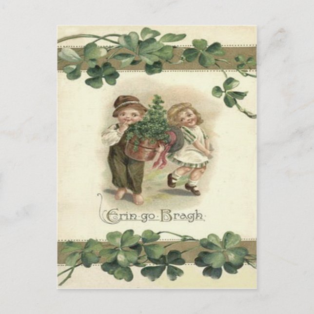 Children Shamrock Erin Go Bragh Postcard (Front)