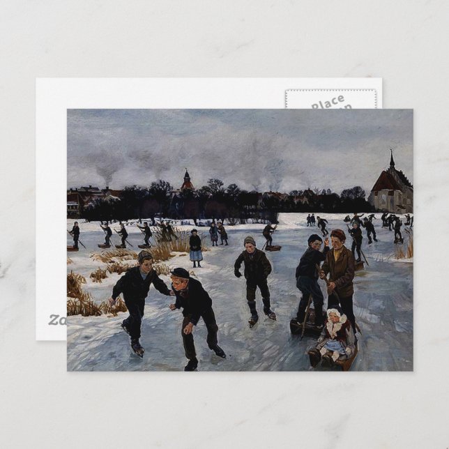 "Children Skating outside Faaborg," fine art Postcard (Front/Back)