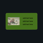 Children Sledding Christmas Tree Snow Winter Label<br><div class="desc">Time to celebrate the holidays. This vintage Christmas print depicts children sledding. Snow and evergreen trees abound.</div>