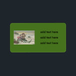 Children Sledding Christmas Tree Snow Winter Label<br><div class="desc">Time to celebrate the holidays. This vintage Christmas print depicts children sledding. Snow and evergreen trees abound.</div>