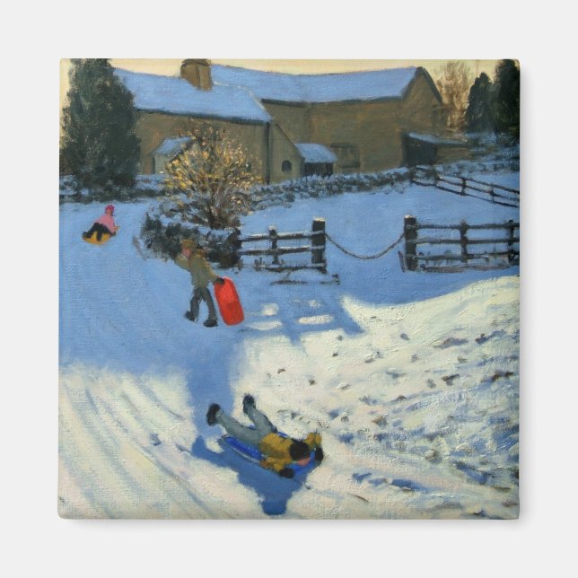 Children Sledging Monyash Derbyshire Magnet (Front)