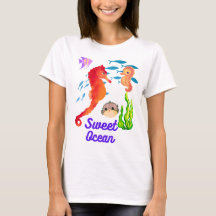 Children t-shirt, sweet seahorse in the ocean