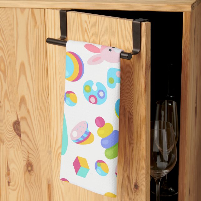 Children Toy Pattern With Teddy Bear Tea Towel (Thirds Fold)