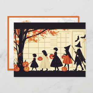 Children Trick or Treating on Halloween Night Postcard