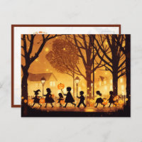 Children Trick or Treating on Halloween Night