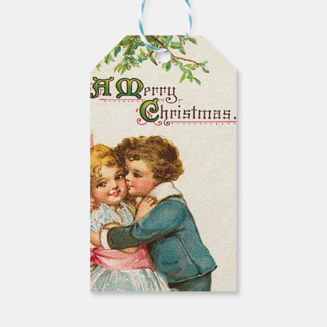 Children Under Christmas Mistletoe Gift Tags (Back)