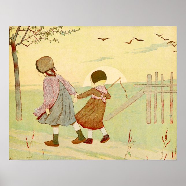 "Children" Vintage French Illustration Poster (Front)