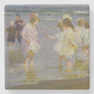 Children Wading on the Beach (by E.H. Potthast) Stone Coaster