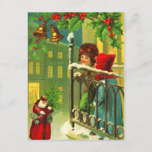 Children Waiting for Santa Holiday Postcard