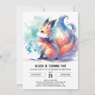 Children Whimsical Fox Birthday Invitation