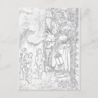 Children Witch Lantern Vintage Art  |  Postcard