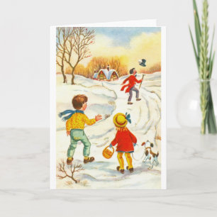 Children with dog holiday card