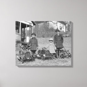 Children with Pedal Cars, 1924 Canvas Print