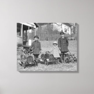 Children with Pedal Cars, 1924 Canvas Print