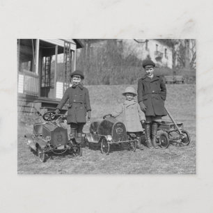 Children with Pedal Cars, 1924 Postcard