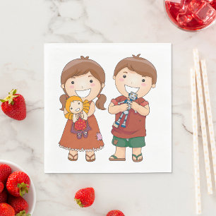 Children With Toys Napkin