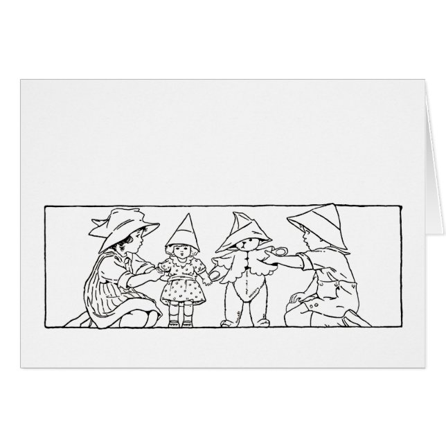 Children with Toys Vintage Art Card (Front Horizontal)