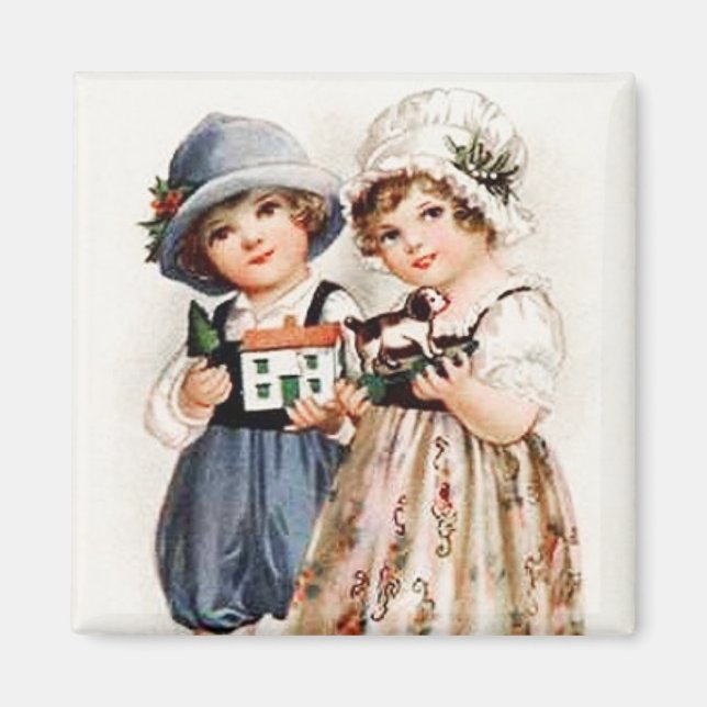 Children With Toys Vintage Magnet (Front)