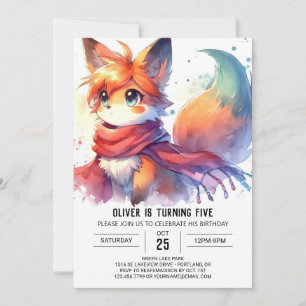 Children Woodland Fox Birthday Invitation