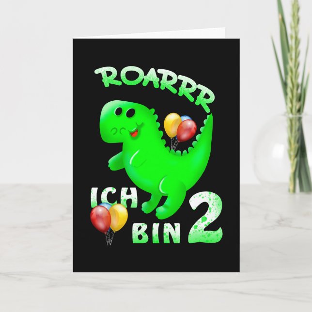 Children's 2 Birthday Dinosaurs Card (Front)