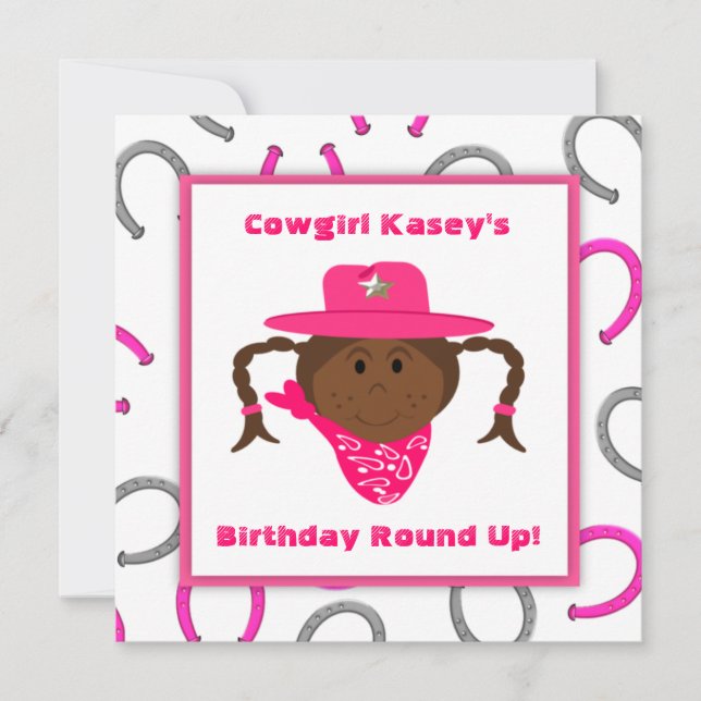 Children's African American Cowgirl Birthday Invitation (Front)