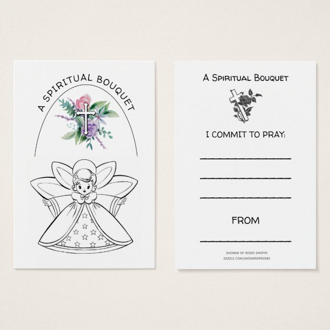 Children's Angel Spiritual Bouquet Prayer Card (Front & Back)