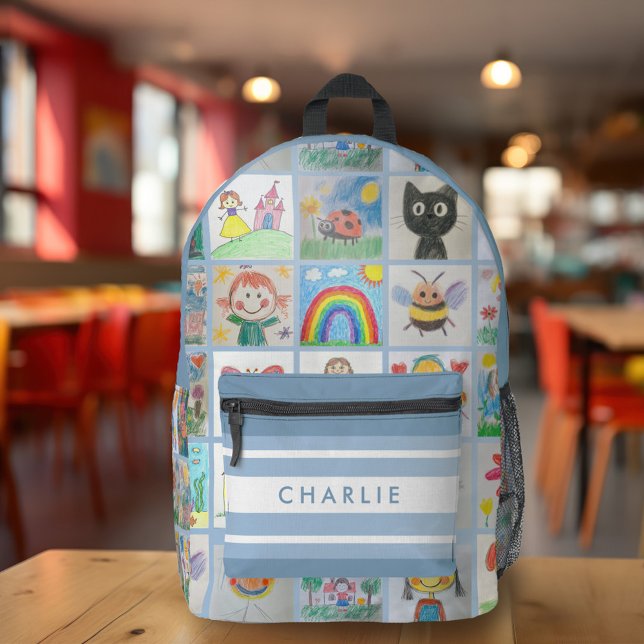 Children's Art 25 Drawings Collage School Printed Backpack (Get ready to make school prep exciting and meaningful with this children's art backpack!)