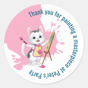 Childrens art party kids painting parties classic round sticker