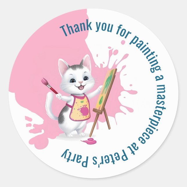 Childrens art party kids painting parties classic round sticker (Front)