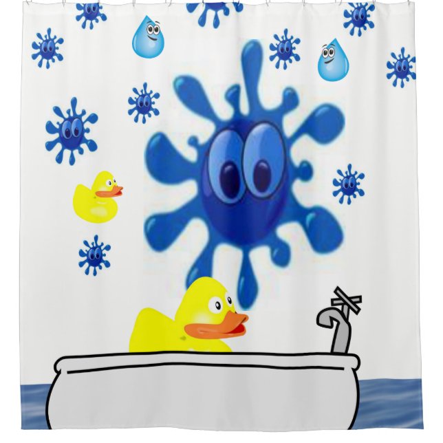 childrens bathtime yellow ducks shower curtain (Front)