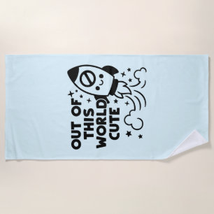 Children's beach towel - Colorful Kawaii Rocket