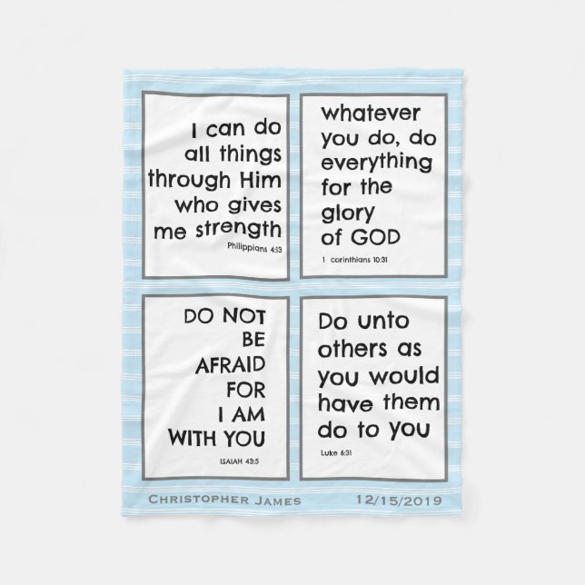 Children's Bible Verses, Customise Fleece Blanket (Front)