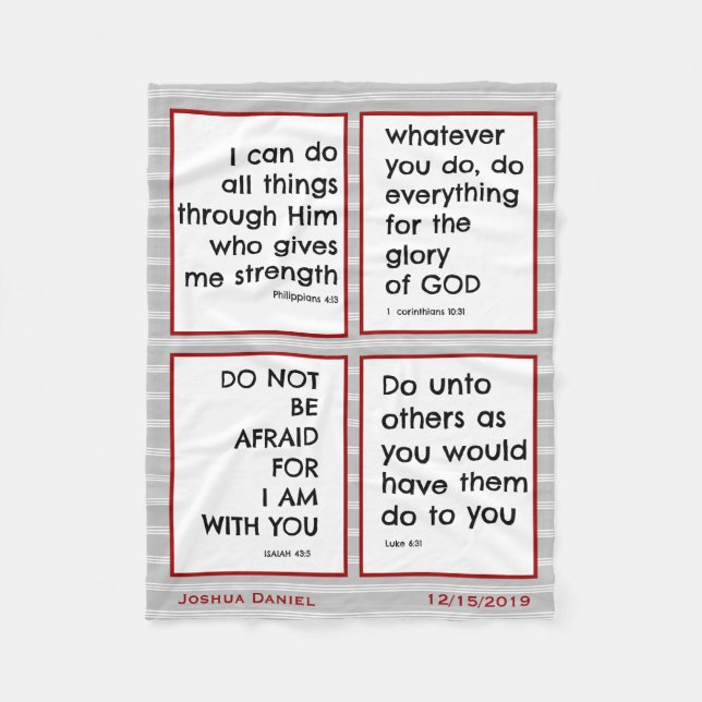 Children's Bible Verses, Customise Fleece Blanket (Front)