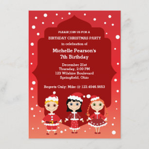 Children's Birthday Christmas Party Invitation
