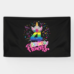 Children's Birthday Party Princess Unicorn 4th Bir Banner